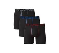 Hanes Herren X-Temp Total Support Pouch Boxershorts, Anti-scheuern, Feuchtigkeitsableitende Unterwäsche, Multipack Retroshorts, Normales Bein - Schwarz, Large (3er Pack)