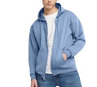 Hanes Herren Kapuzenpullover EcoSmart Fleece Reißverschluss Front Kapuzenpullover Baumwollmischung Fleece Kapuzenpullover Mittelschwerer Reißverschluss, Hell, blau, Large