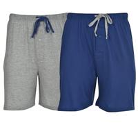 Hanes Jersey Lounge Drawstring Shorts with Logo Waistband (01005) -Blue Depth -M -2PK
