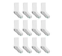 Hanes Jungensocken, doppelt robust, gepolstert, Crew-Socken, 12 Paar Packungen, Weiß/Graue Unterseite, Small