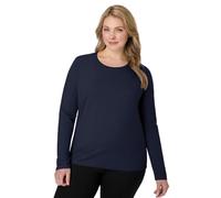 Hanes Langärmeliges Baumwoll-T-Shirt, leichtes T-Shirt mit Rundhalsausschnitt, Moderne Passform, Marineblau, Klein