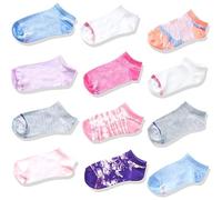 Hanes M dchen Socken, M dchen No Show Socken, Ez Sort Fashion No Show Socken f r M dchen, sortierte M dchen Low Cut Socken, 12 Paar Pack, Batik-Sortiment, Large