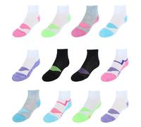 Hanes Mädchen Girls' Cool Comfort Ankle, 12-Pair Pack Fashion Liner Lssige Socken, Knöchel, Sortiert, Large (12er