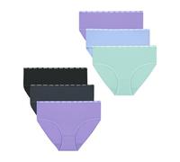 Hanes Mädchen Moves Briefs, Breathable Stretch Tween Underwear, X-Temp, Moisture-Wicking, 6-Pack Slip, Violett/Blau/Minzgrün/Schwarz/Grau, 10 (6er Pack)