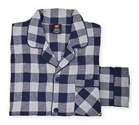 Hanes Men's 100% Cotton Flannel Plaid Pajama Top and Pant Set, Grey Buffalo, Small