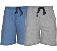 Hanes Men's 2-Pack Cotton Lounge Drawstring Knit Shorts with Waistband & Pockets, Grey Heather/Chambrey Blue, Small