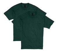 Hanes Men's 2 Pack Short Sleeve Pocket Beefy-T, Deep Forest, Small