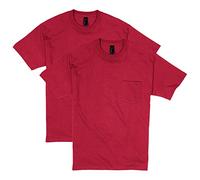 Hanes Men's 2 Pack Short Sleeve Pocket Beefy-T, Deep Red, Medium