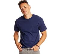 Hanes Men's 2 Pack Short Sleeve Pocket Beefy-T, Navy, X-Large