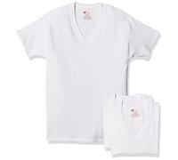 Hanes Men's 3 Pack Ultimate V-Neck Tee, White, Medium