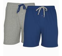 Hanes Men's Logo Knit Shorts 2-Pack Blue Depth-Active Grey Heather L Men's Logo Knit Shorts 2-Pack