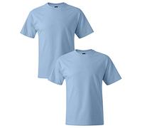 Hanes Men's Short Sleeve Beefy-T (Pack of 2), Light Blue, Medium
