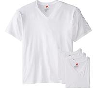 Hanes Men's Tall Man Cotton V-Neck Under T-Shirt, White 5-Pack,4X-Large Tall