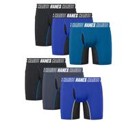 Hanes Moves Lange Bein-Unterw sche, Anti-Scheuer-Boxershorts f r Jungen, 6er-Pack, Schwarz, Blau, XL