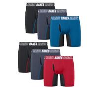 Hanes Moves Lange Beinunterw sche, Anti-Scheuer-Boxershorts f r Jungen, sortiert, 6er-Pack, Schwarz, Grau, Rot, M
