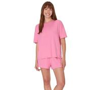 Hanes Originals 2-teiliges Loungewear-Set für Damen, bequem, superweich, Boxy-T-Shirt und Schlaf-Shorts, Loungewear-Set, Papageienrosa/Papageienrosa, M