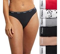 Hanes Damen Originals Thong Panties Atmungsaktive Stretch-Baumwoll-unterwäsche, Sortiert, 6er-Pack Tangahöschen, Basic Color Mix, M