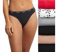 Hanes Damen Originals Thong Panties Atmungsaktive Stretch-Baumwoll-unterwäsche, Sortiert, 6er-Pack Tangahöschen, Basic Color Mix, M