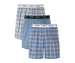 Hanes Originals gewebte Boxershorts aus Baumwolle, feuchtigkeitsableitende Unterwäsche für Herren, 3er-Pack, Small