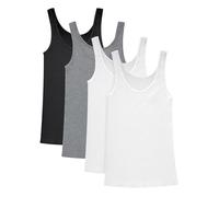 Hanes Originals Pack Tanktops aus weicher Baumwolle für Damen, 4er-Pack, Weiß/Weiß/Schwarz/Beton, Klein