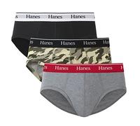 Hanes Herren Originals Stretch-Baumwoll-Slips, feuchtigkeitsableitende Unterwäsche, 3er-Pack Slip, Schwarz/Beton-Heather/Camo, X-Large