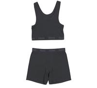 Hanes Originals Superweiches Crop Top & Boxershorts f r Damen, Comfywear Loungewear-Set, Asphalt/Asphalt, 2XL