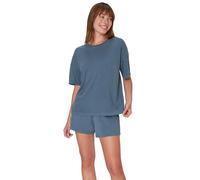 Hanes Originals Superweiches Pyjama-Set für Damen, bequem, 2-teiliges Loungewear-Set, Boxy-T-Shirt und Schlafshorts, 2 Stück, Stargazer Grey/Stargazer Grey, XL