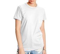 Hanes Perfect-T Damen-T-Shirt, kurzärmelig, Baumwolle, Rundhalsausschnitt, Weiss/opulenter Garten, Mittel