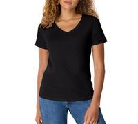 Hanes Perfect-t Damen-T-Shirt mit V-Ausschnitt, ringgesponnene Baumwolle, kurzärmeliges T-Shirt für Frauen, Schwarz - 1 Packung, Groß