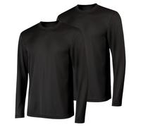 Hanes Sport Herren Langarm T-Shirt Pack Cool Dri Feuchtigkeitstransport Performance T-Shirts Performance Tee 2er-Pack, Schwarz, 2 Stück, L