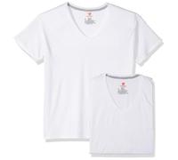 Hanes Ultimate Herren 4er-Pack ComfortBlend V-Ausschnitt mit FreshIQ Geruchsschutz Unterwsche, Weiß, L