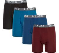 Hanes Ultimate Herren Comfort Flex Fit Boxer Briefs, Ultra Soft Cotton Modal Blend Underwear, 4-Pack Retroshorts, Rot/Blau/Marineblau, 4 Stück, Small (4er Pack)