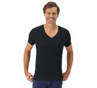 Hanes Ultimate Men's Perfect Flex V-Neck Tee, Stay Tucked Undershirt, Slim Fit Tight on Arms T-Shirt, White & Black