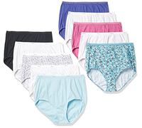 Hanes Women's Cotton High Waist Brief Underwear, 10-Pack, Assorted-10 Pack, 10