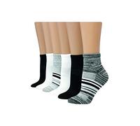 Hanes Women's Lightweight Breathable Ankle Socks 6 Pair Pack, Black/Grey Accent Design, Shoe Size: 8-12