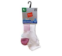 Hanes Women's Lightweight Breathable Ankle Socks 6 Pair Pack, White Assorted, Shoe Size: 8-12