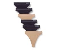 hanes Women's Originals Seamless Rib Hi-Rise Cheeky Panties Pack, Assorted Colors, 6-Pack, 4 Black/2 Deep Glow