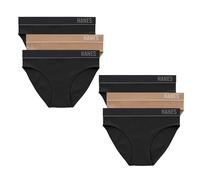 hanes Women's Originals Seamless Stretch Rib Bikini Panties Pack, Assorted Colors, 6-Pack, 4 Black/2 Deep Glow