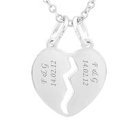 Hanessa 2 Stück Personalisierte Kette mit Gravur 925 Sterling Silber 50 cm mit Anhänger "Forever Love" Stab in silber schwarz gold - Personalisierte Geschenke für Damen Herren Freundin Freund