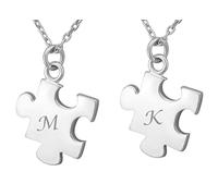 Hanessa 2 Stück Personalisierte Kette mit Gravur 925 Sterling Silber 50 cm mit Anhänger "Thank you for beeing beside me" in silber gold - Personalisierte Geschenke für Damen Herren Freundin Freund