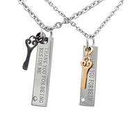 Hanessa 2 Stück Personalisierte Kette mit Gravur Edelstahl 50 cm mit Anhänger "Thank you for beeing beside me" in silber schwarz gold - Personalisierte Geschenke für Damen Herren Freundin Freund
