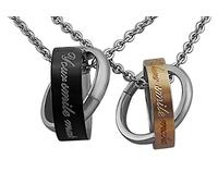 Hanessa 2 Stück Personalisierte Kette mit Gravur Edelstahl 50 cm mit Anhänger "You are my sunshine" mit Datum in silber schwarz gold - Personalisierte Geschenke für Damen Herren Freundin Freund