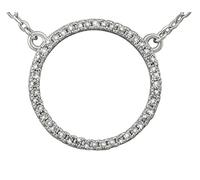 Hanessa 925 Echt-Silber Rhodiniert Damen-Schmuck Hals-Kette und Anhänger aus echtem Silber - Collier mit Kreis und 45 Zirkonia Steinen - Geschenk für die Frau