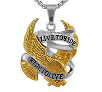 Hanessa Herren-Schmuck Biker Halskette Adler Vergoldet Edelstahl Motorrad-Fahrer Geschenk zu Weihnachten für den Freund / Mann