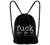 Hanessa Jutebeutel - Fu** You/me/Off mit lustigem Spruch Aufdruck Sportbeutel lustige Sprüche Tüte Rucksack Beutel Tasche Gym Bag Gymsack Hipster Fashion Sport-Tasche Einkaufs-Tasche