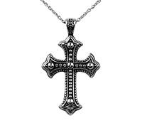Hanessa Personalisierte Kette mit Gravur Edelstahl 45-60 cm mit Anhänger Kreuz schwarz/silber - Personalisierte Halskette für Männer und Frauen - Personalisierter Schmuck Damen Herren