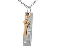 Hanessa Personalisierte Kette mit Gravur Edelstahl 50 cm mit Anhänger "Thank you for beeing beside me" in silber gold - Personalisierte Halskette Frauen Damen- Personalisierter Schmuck