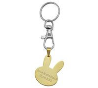 Hanessa Schlüsselanhänger personalisiert Hase Bunny | Schlüsselanhänger mit Gravur Edelstahl Gold | Personalisierte Geschenke für Damen Mama Oma | Schlüssel Anhänger Text Name Datum