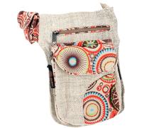 GURU SHOP Hanf Ethno Sidebag, Nepal Patchwork Gürteltasche - Natur, Herren/Damen, Mehrfarbig, Size:One Size, 25x20x4 cm, Festival- Bauchtasche Hippie