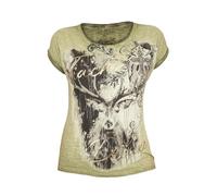 Hangowear Trachten T-Shirt YOLA Oliv | Trachtenshirt Hirsch Print | Damen Gr XS
